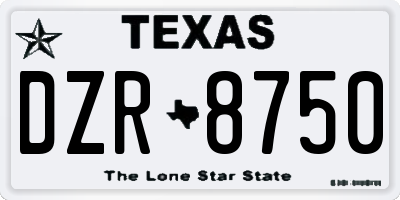 TX license plate DZR8750