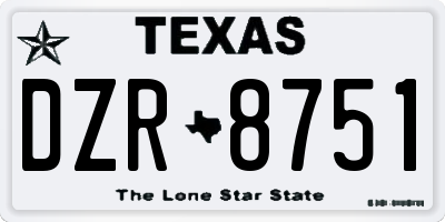TX license plate DZR8751