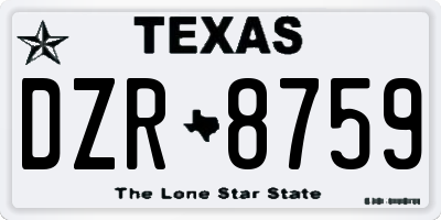 TX license plate DZR8759