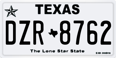 TX license plate DZR8762