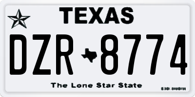TX license plate DZR8774