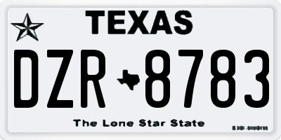 TX license plate DZR8783