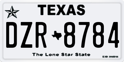 TX license plate DZR8784