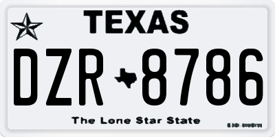 TX license plate DZR8786