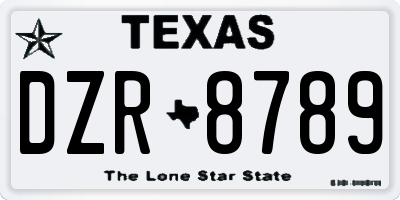 TX license plate DZR8789