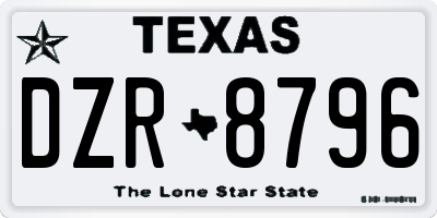 TX license plate DZR8796