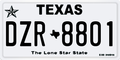 TX license plate DZR8801