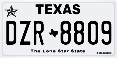 TX license plate DZR8809