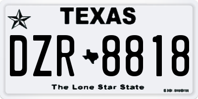 TX license plate DZR8818