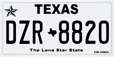 TX license plate DZR8820