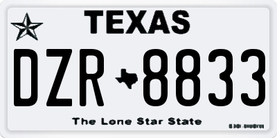 TX license plate DZR8833