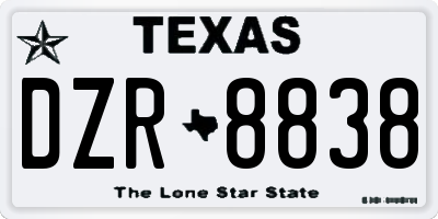 TX license plate DZR8838