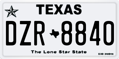 TX license plate DZR8840