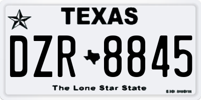 TX license plate DZR8845