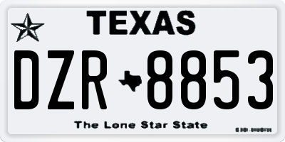 TX license plate DZR8853