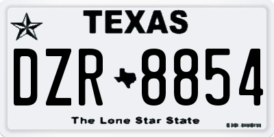TX license plate DZR8854