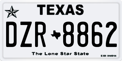 TX license plate DZR8862