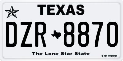 TX license plate DZR8870
