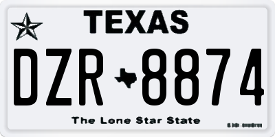 TX license plate DZR8874