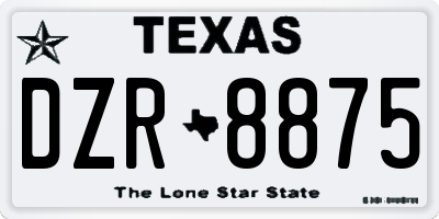 TX license plate DZR8875