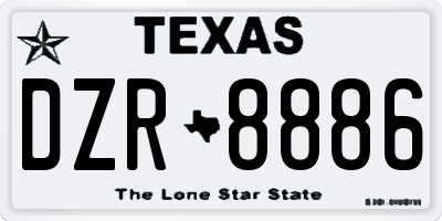 TX license plate DZR8886