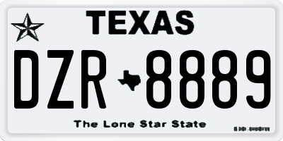 TX license plate DZR8889