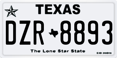 TX license plate DZR8893