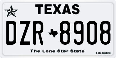 TX license plate DZR8908