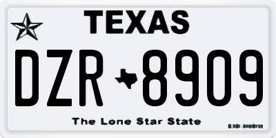 TX license plate DZR8909