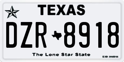 TX license plate DZR8918