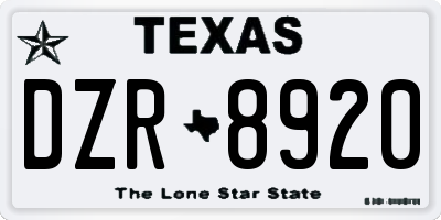 TX license plate DZR8920