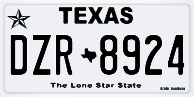 TX license plate DZR8924