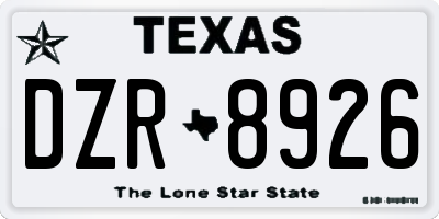 TX license plate DZR8926