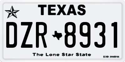 TX license plate DZR8931