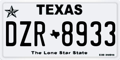 TX license plate DZR8933