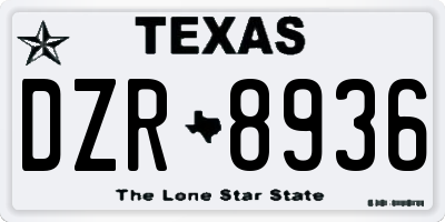 TX license plate DZR8936
