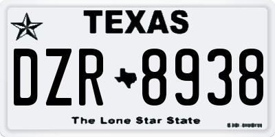 TX license plate DZR8938