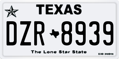 TX license plate DZR8939