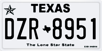 TX license plate DZR8951
