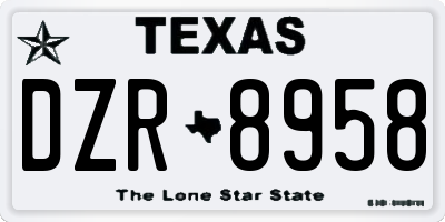 TX license plate DZR8958