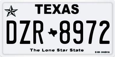 TX license plate DZR8972