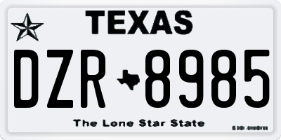 TX license plate DZR8985