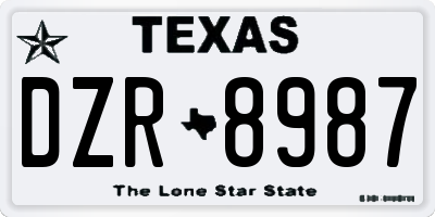 TX license plate DZR8987