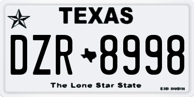 TX license plate DZR8998
