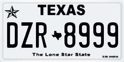 TX license plate DZR8999