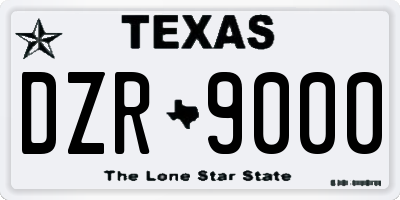 TX license plate DZR9000