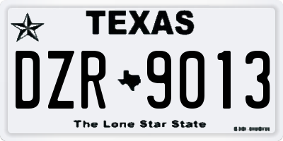 TX license plate DZR9013