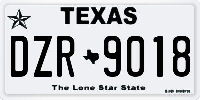 TX license plate DZR9018