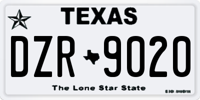 TX license plate DZR9020