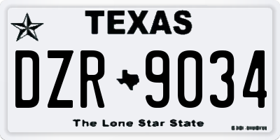 TX license plate DZR9034